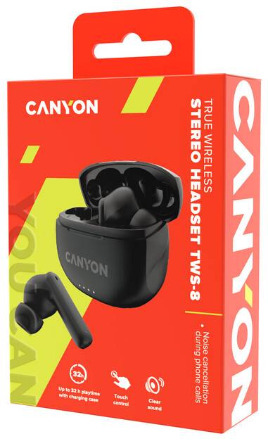 Фото - Наушники вкладыши беспроводные TWS Canyon TWS-8 (CNS-TWS8B) Black