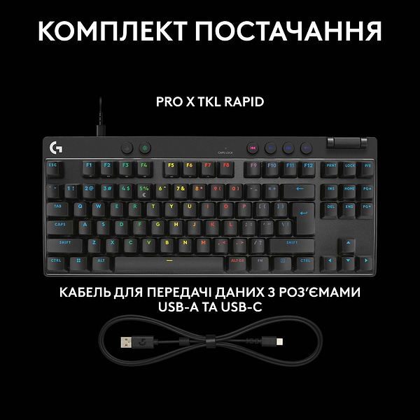 Фото - Клавиатура проводная игровая Logitech G PRO X TKL RAPID Black LINEAR (920-013233)
