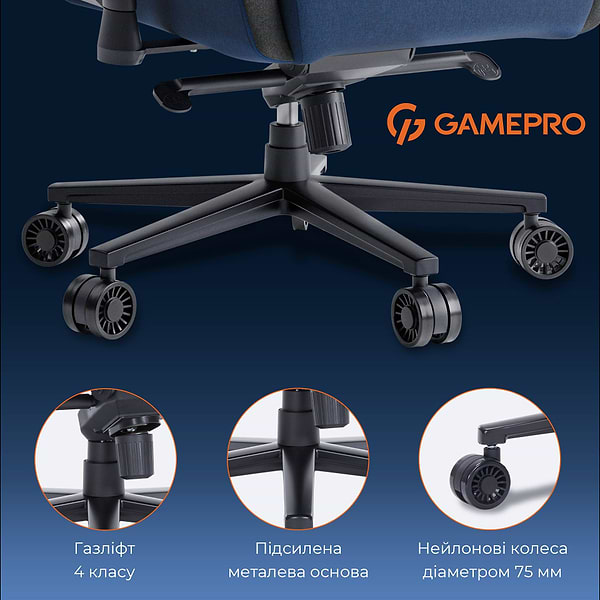 Фото - Крісло для геймерів GamePro Size XL Fabric Dark Blue (GC900DB)
