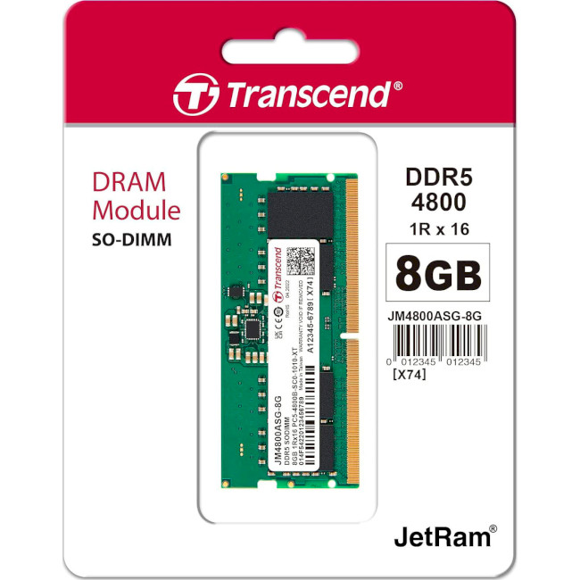 Фото - Память DDR Transcend DDR5 8GB 4800 (JM4800ASG-8G)
