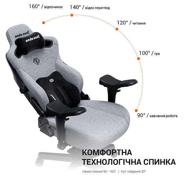 Фото - Кресло для геймеров Anda Seat Kaiser 3 Pro Size XL Black Fabric (AD12YDC-XL-01-B-CF-B02)