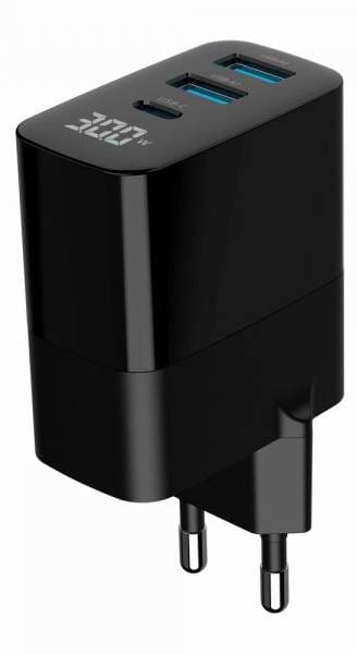 Фото - Мережевий зарядний пристрій Gembird 2хUSB-A (QC3.0 18W) + 1хType-C PD20W (TA-UC-PDQC30LCD-BK-02)