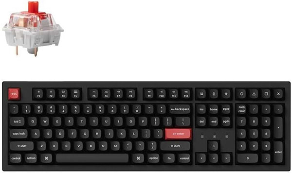 Фото - Клавіатура бездротова Keychron K10 PRO 100Key, K pro Red, WL/BT/USB-A, QMK, EN/UKR, White Led, Black (K10P-A1-UA)
