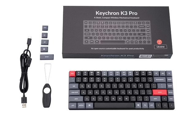 Фото - Клавіатура бездротова ігрова Keychron K3 PRO Gateron Brown BT/USB-A Hot-swap Low Profile QMK, EN/UKR, RGB (K3PH3_KEYCHRON)
