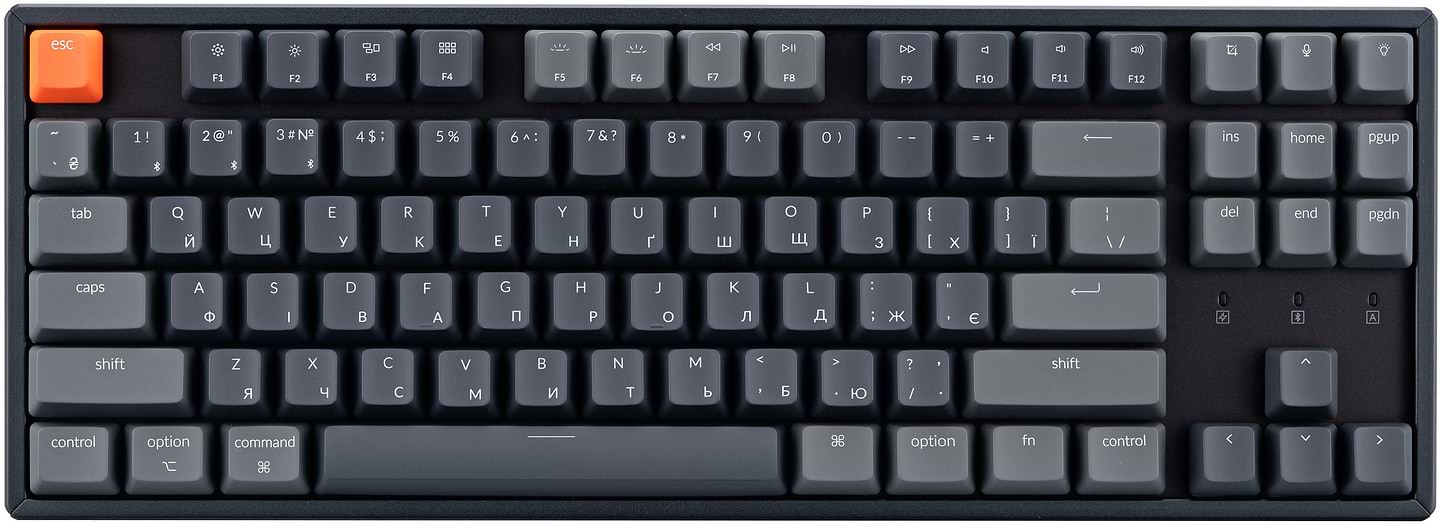 Клавіатура бездротова Keychron K8 Gateron G Pro Brown Hot-Swap Aluminum Frame  BT/USB-A EN/UKR, RGB (K8H3_KEYCHRON)