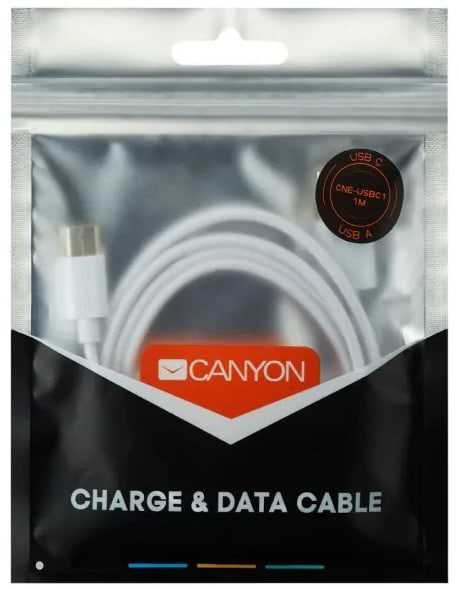 Фото - Кабель синхронизации данных Canyon Type-C USB 1m White (CNE-USBC1W)
