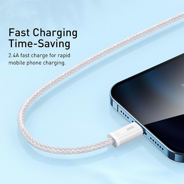 Фото - Кабель синхронізації даних Baseus Dynamic Series Fast Charging Data Cable USB to iP 2.4A 1m White (CALD000402)