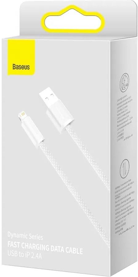 Фото - Кабель синхронізації даних Baseus Dynamic Series Fast Charging Data Cable USB to iP 2.4A 1m White (CALD000402)