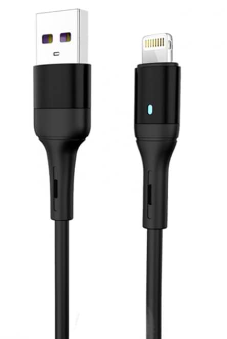 Кабель синхронізації даних SkyDolphin S06L LED Smart Power USB - Lightning 1m Black (USB-000554)