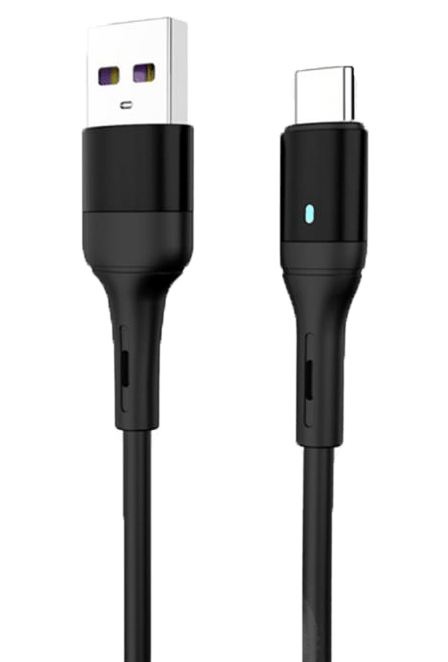 Фото - Кабель синхронізації даних SkyDolphin S06T LED Smart Power USB - Type-C 1m Black (USB-000557)