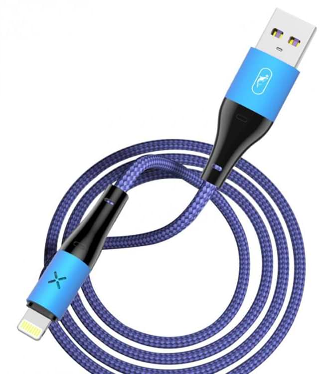 Кабель синхронізації даних SkyDolphin S49L LED Aluminium Alloy USB - Lightning 1m Blue (USB-000566)