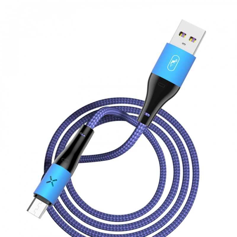 Кабель синхронізації даних SkyDolphin S49V LED Aluminium Alloy USB - microUSB 1m Blue (USB-000570)
