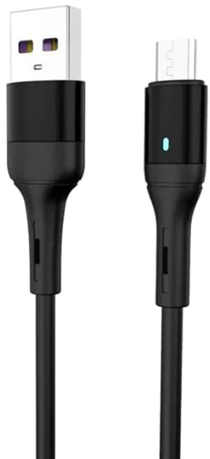 Кабель синхронізації даних SkyDolphin S06V LED Smart Power USB - microUSB 1 м Black (USB-000559)