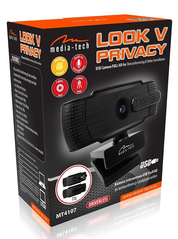 Фото - Веб-камера для компьютера Media-Tech LOOK V Privacy Full HD 2Mpix Black (MT4107)