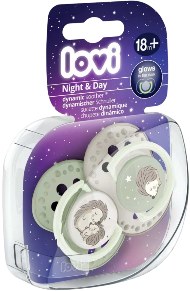 Динамічна пустушка Lovi 18+ м-ців 2 шт. Night&Day Girl Hedgehog (22/931) - Фото 1