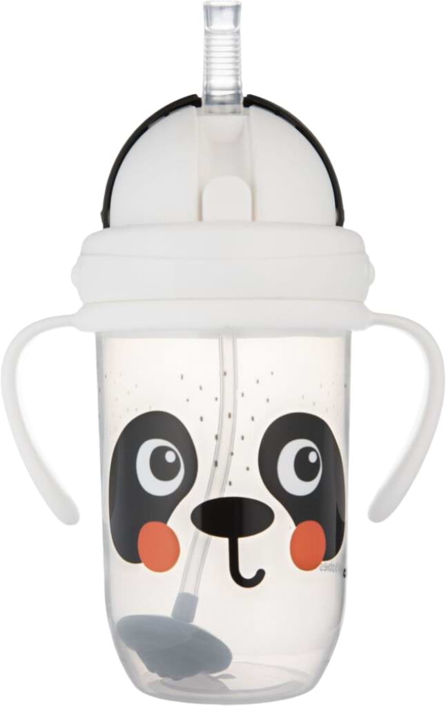 Поїльник-непроливайка дитячий Canpol babies з трубочкою і обтяжувачем 270 мл BabiesBoo - панда (56/617_whi) - Фото 1