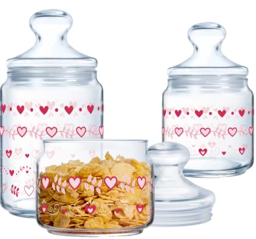 Набір ємностей для сипучих Luminarc CLUB LOVE BASKET 3х0.5, 0.75, 1 л (X1078) - Фото 1