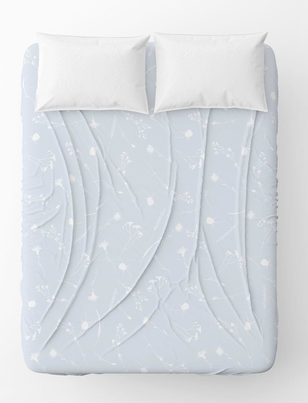 Простирадло полуторне Home Line бязь 145Х215 волошки білі на блакитному (173548)