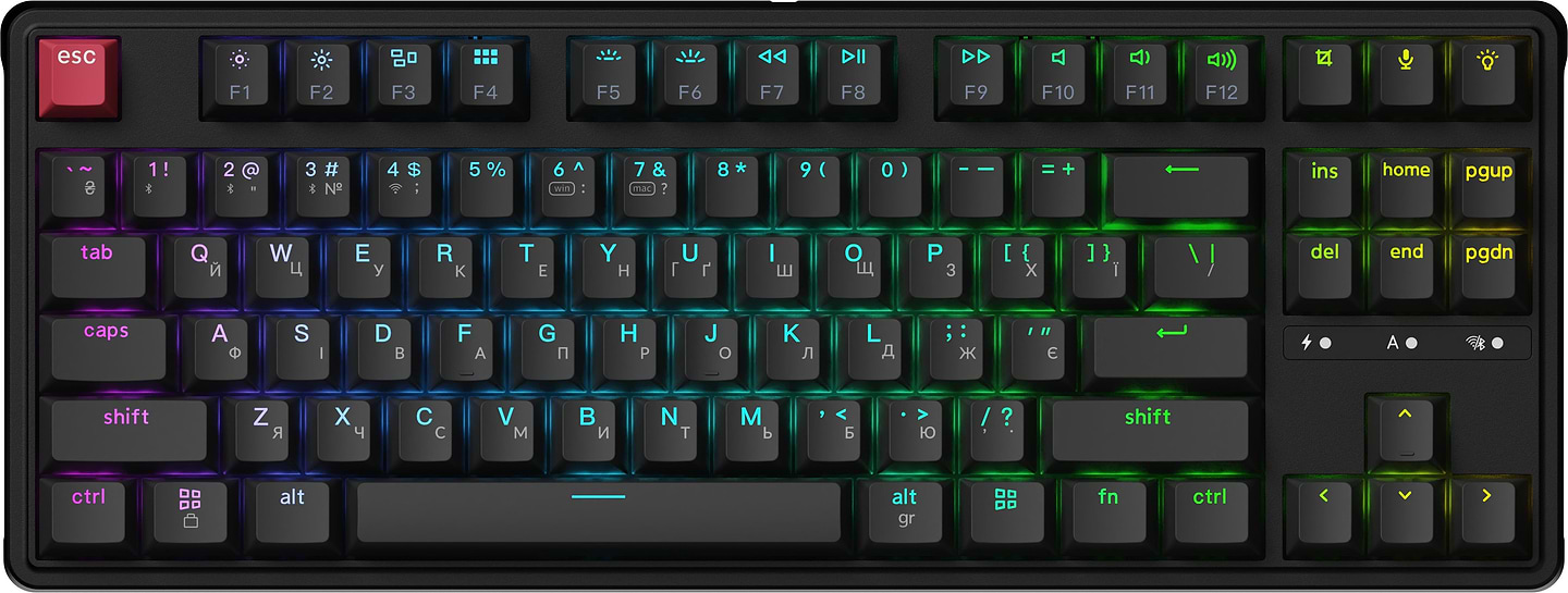 Клавиатура беспроводная Keychron C3 Max Super Red Switch Black RGB (C3M-H1-UA)