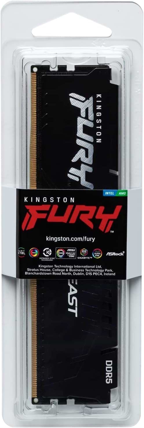 Фото - Память DDR Kingston DDR5 32GB 5200 FURY Beast Black RGB (KF552C40BBA-32)