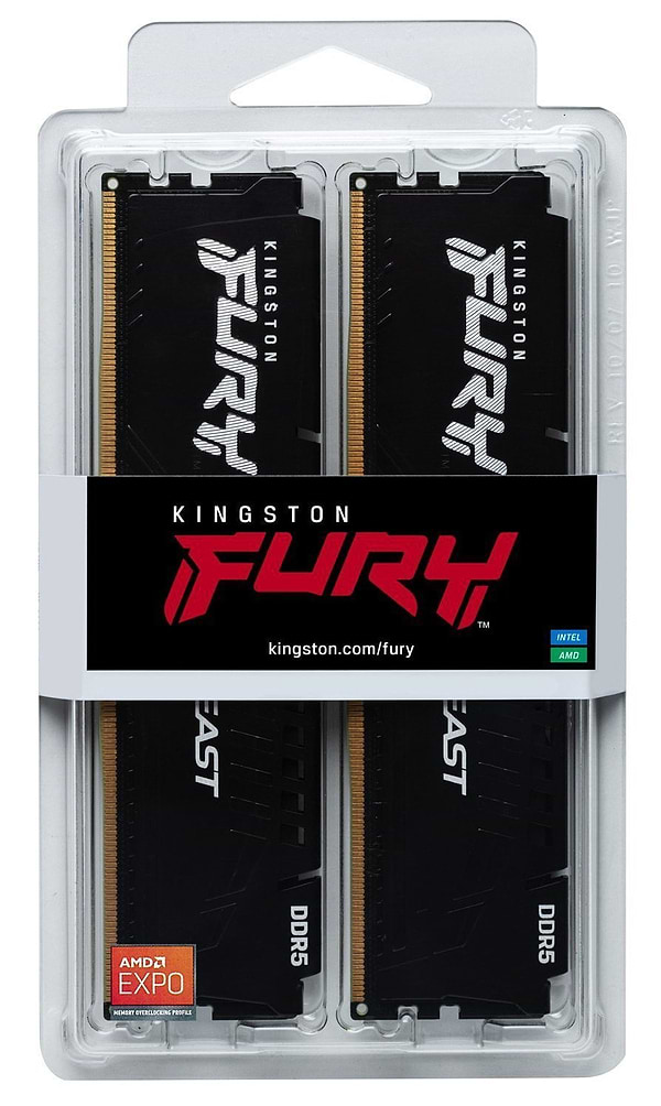 Фото - Память DDR Kingston DDR5 64GB KIT (32GBx2) 5600 FURY Beast (KF556C40BB2K2-64)