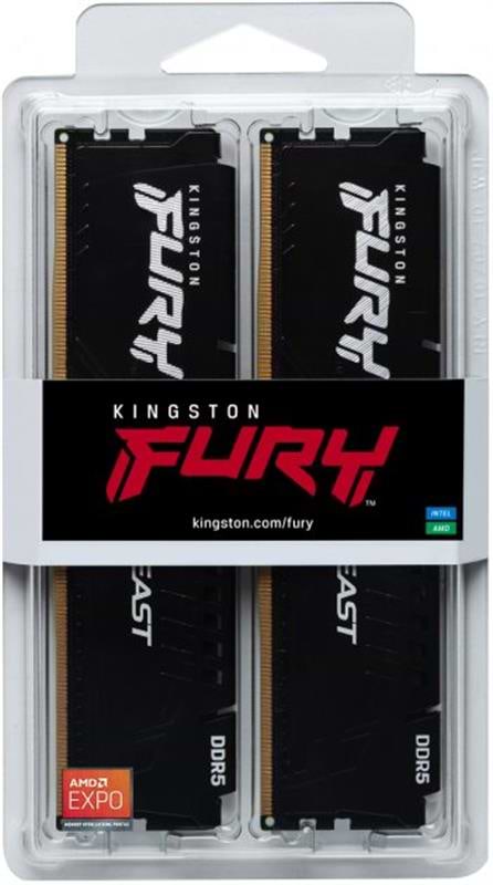 Фото - Память DDR Kingston DDR5 2x16GB/6800 Fury Beast Black (KF568C34BBK2-32)