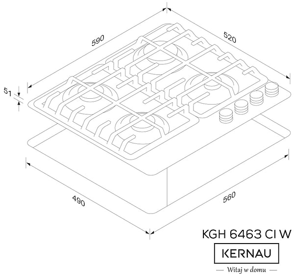 Фото - Варочная панель газовая Kernau KGH 6463 CI W