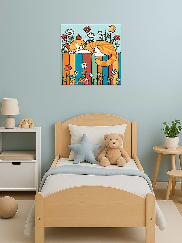 Фото - Картина за номерами Ideyka для дітей "Котик на паркані" 25х25 см (KHO1232)