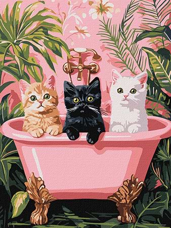 Картина по номерам Ideyka "Коты в ванной" 30х40 см (KHO6726)