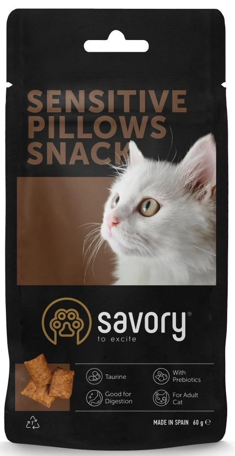 Ласощі для котів подушечки Savory для дорослих котів з чутливим травленням 60 г (4820261921328)