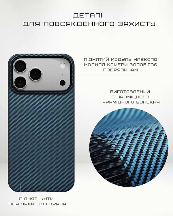 Фото - Чехол для смартфона Pitaka Ultra-Slim Case Twill Blue/Grey for iPhone 17 Pro (KI1706BP)
