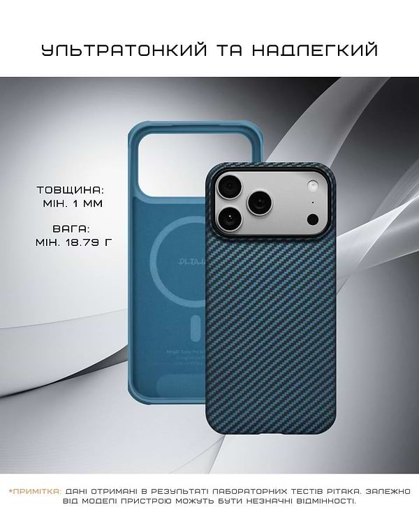 Фото - Чехол для смартфона Pitaka Ultra-Slim Case Twill Blue/Grey for iPhone 17 Pro (KI1706BP)