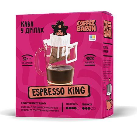 Дрип-кофе Coffee Baron ESPRESSO KING 5 шт. - Фото 1