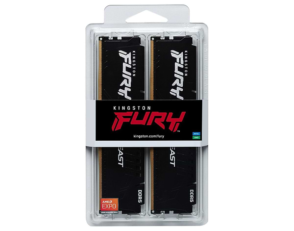 Фото - Память DDR Kingston DDR5 2x8GB/6000 Fury Beast Black (KF560C30BBEK2-16)