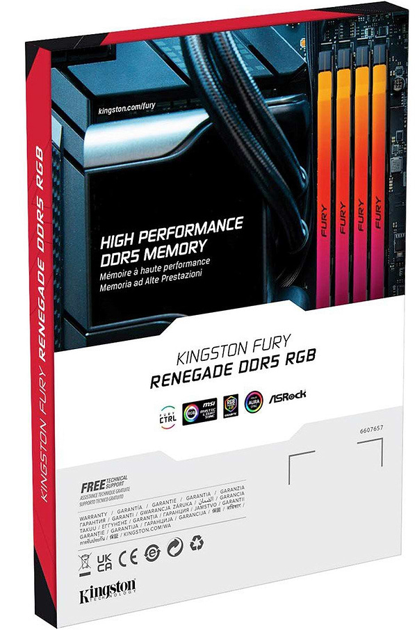 Фото - Память DDR Kingston 16GB DDR5 CL38 DIMM FURY Renegade RGB XMP (KF576C38RSA-16)