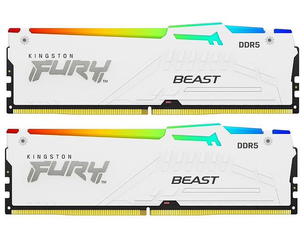 Фото - Память DDR Kingston 32GB DDR5 CL34 DIMM FURY Beast White RGB EXPO (KF568C34BWEAK2-32)