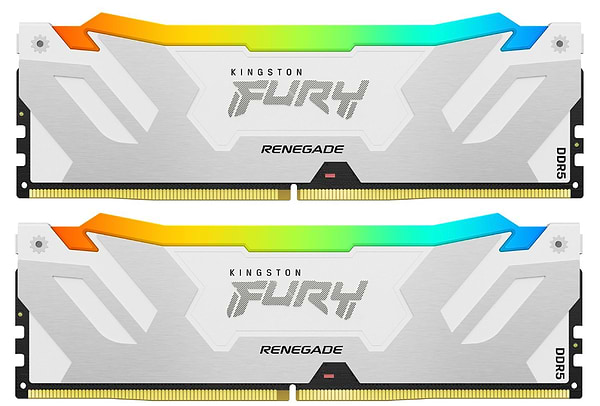 Фото - Память DDR Kingston Fury Renegade RGB White/Silver DDR5 6800MHz 32GB Kit 2x16GB (KF568C36RWAK2-32)