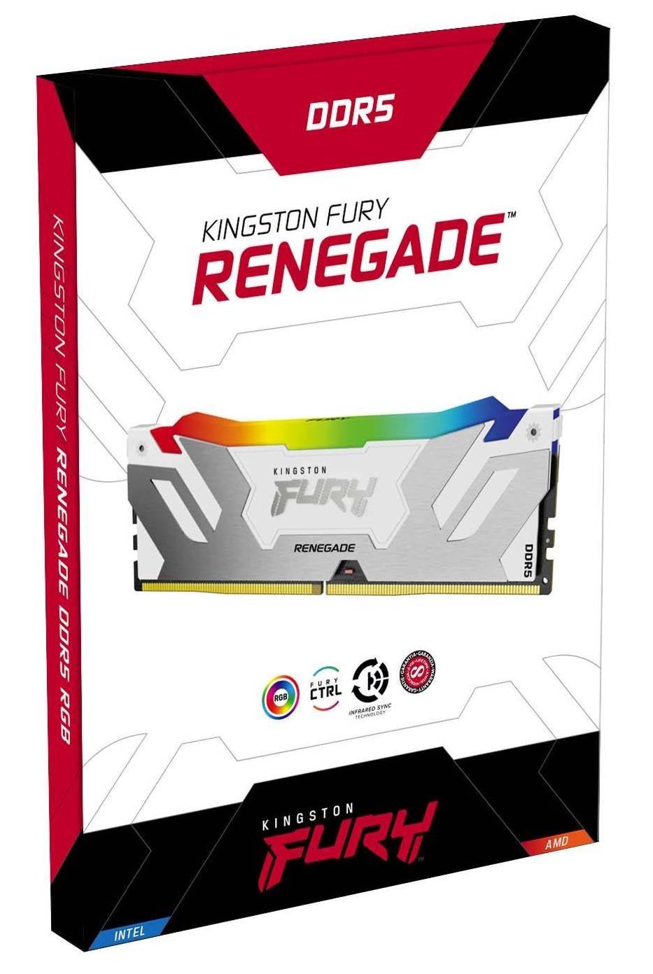 Фото - Память DDR Kingston Fury Renegade RGB White/Silver DDR5 6800MHz 32GB Kit 2x16GB (KF568C36RWAK2-32)
