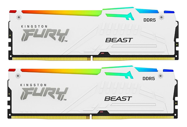 Фото - Память DDR Kingston Fury Beast White RGB 2x32GB/5600 DDR5 (KF556C40BWAK2-64)