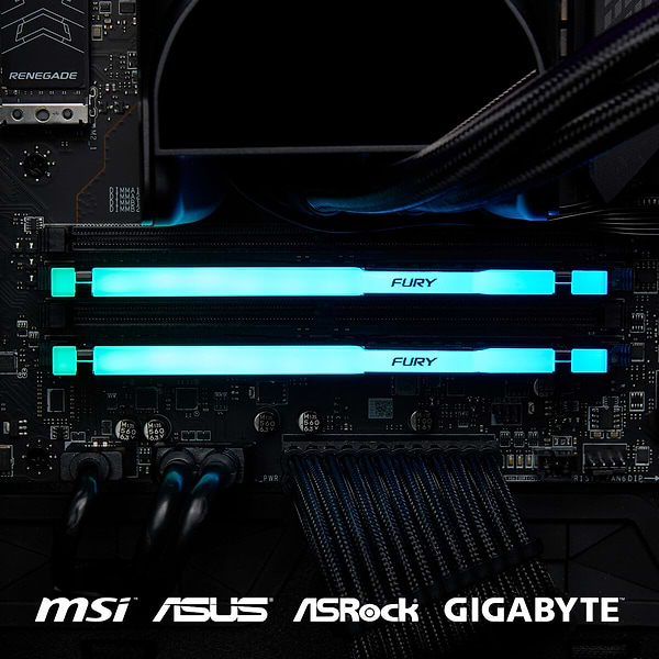 Фото - Память DDR Kingston 64GB 5200MT/s DDR5 CL40 DIMM (Kit of 2) FURY Beast RGB (KF552C40BB2AK2-64)