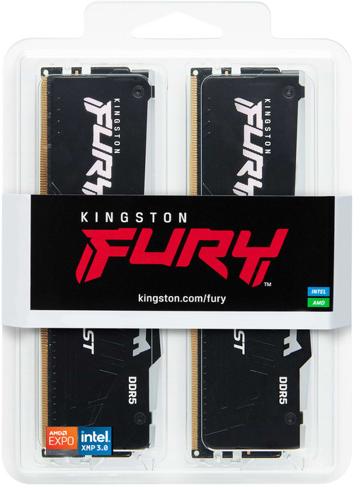 Фото - Память DDR Kingston 64GB 5200MT/s DDR5 CL40 DIMM (Kit of 2) FURY Beast RGB (KF552C40BB2AK2-64)