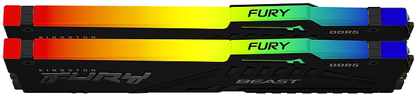 Фото - Память DDR Kingston 64GB 5200MT/s DDR5 CL40 DIMM (Kit of 2) FURY Beast RGB (KF552C40BB2AK2-64)