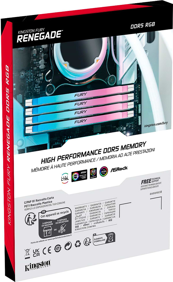 Фото - Память DDR Kingston Fury Renegade White RGB 2x16GB/6400 DDR5 (KF564C32RWAK2-32)