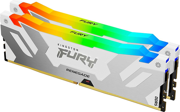 Фото - Память DDR Kingston Fury Renegade White RGB DDR5-6400 64GB (2x32GB) CL32-39-39 1.4V XMP (KF564C32RWAK2-64)