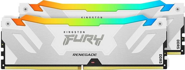Фото - Память DDR Kingston Fury Renegade White RGB DDR5-6400 64GB (2x32GB) CL32-39-39 1.4V XMP (KF564C32RWAK2-64)