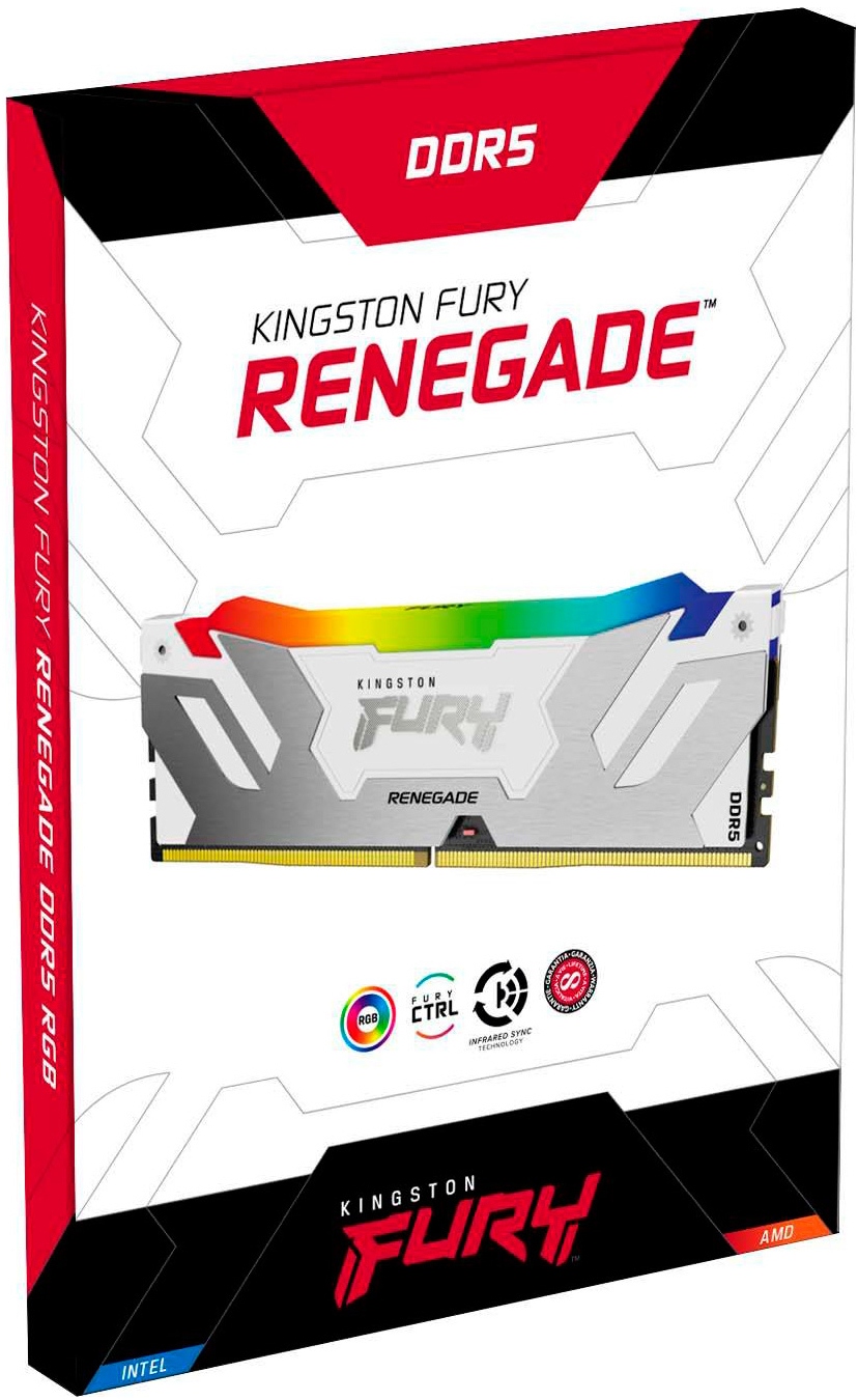 Фото - Память DDR Kingston Fury Renegade White RGB DDR5-6400 64GB (2x32GB) CL32-39-39 1.4V XMP (KF564C32RWAK2-64)
