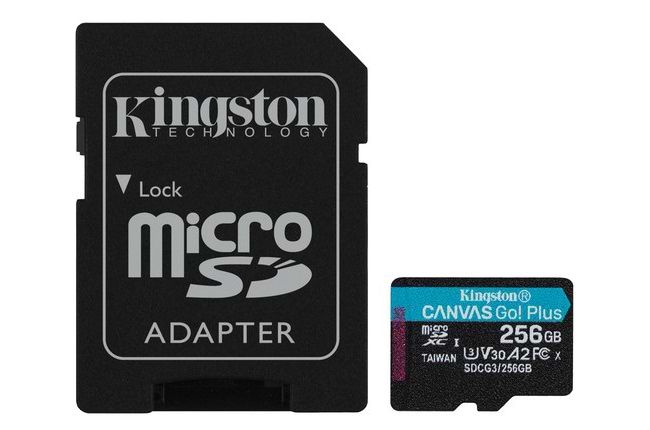 Карта пам'яті Kingston MicroSDXC 256GB Canvas Go! Plus Class 10 UHS-I U3 V30 A2 + SD-адаптер (SDCG3/256GB)