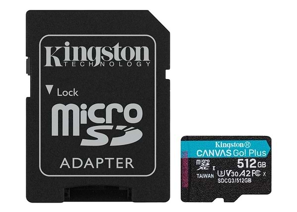 Фото - Карта памяти Kingston microSDXC 512Gb Canvas Go+ U3 V30 +adapter (SDCG3/512GB)