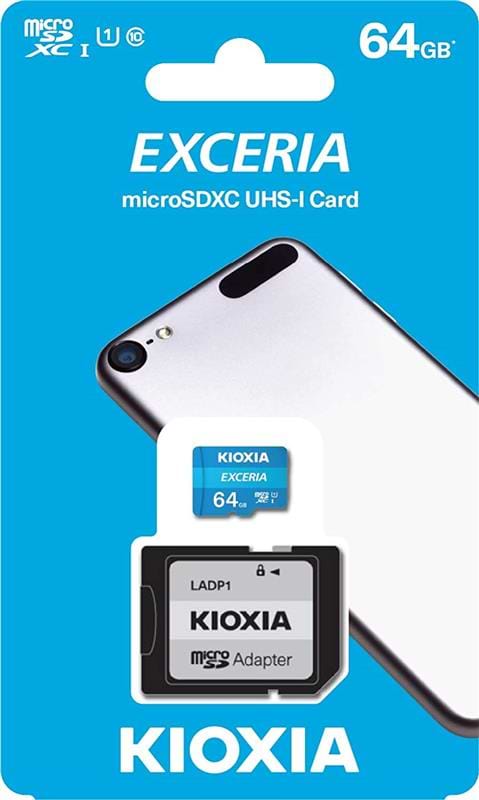 Фото - Карта памяти Kioxia MicroSDXC 64GB UHS-I Class 10 Exceria R100MB/s (LMEX1L064GG2) + SD-адаптер