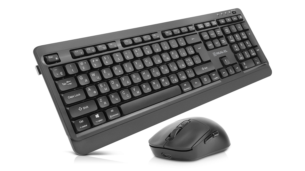 Клавиатура+мышь беспроводная REAL-EL Kit-555W Black (EL123100056)